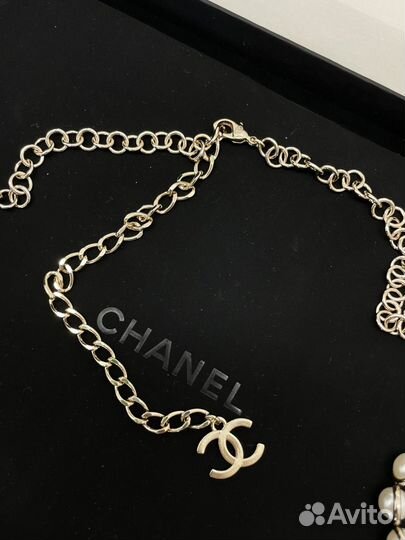 Цепь с бусами на пояс chanel