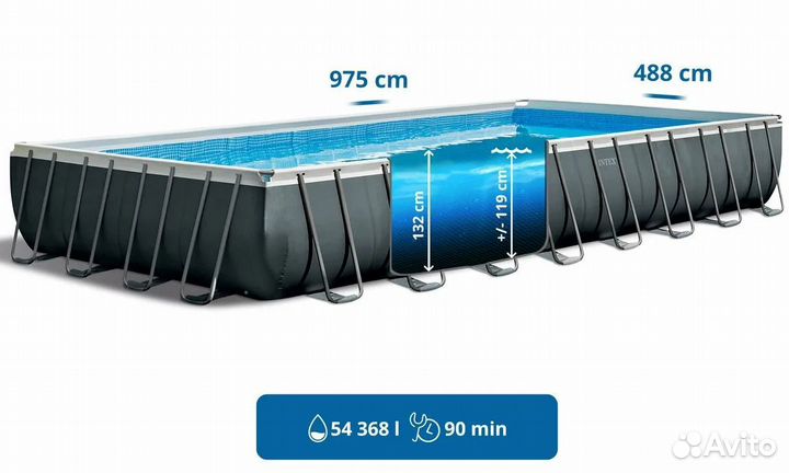 Каркасный бассейн 975*488*132 см Intex 26378NP