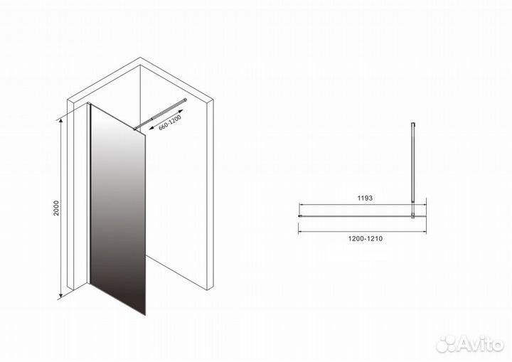 Душевая перегородка abber Immer Offen AG69121BD