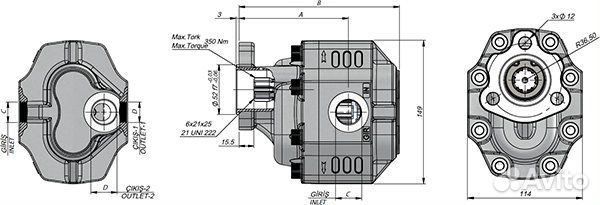 Гидронасос 61 B33T61 UNI для бетононасосов