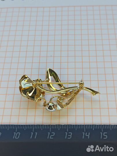 Брошь золотая, 585 проба