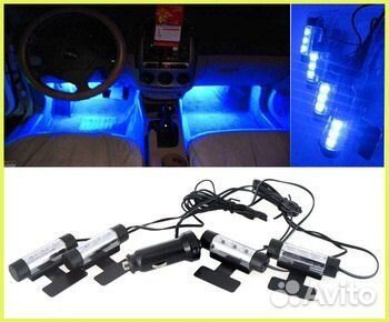 Подсветка салона 3 LED, 12V, синий