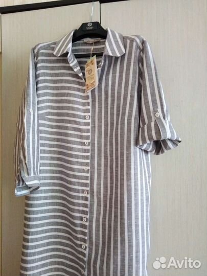 Платье рубашка лён 100 Electrastyle р. 48; 50