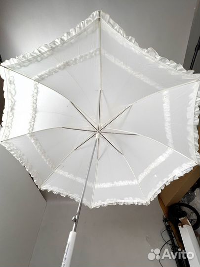 Зонт трость белый с оборками