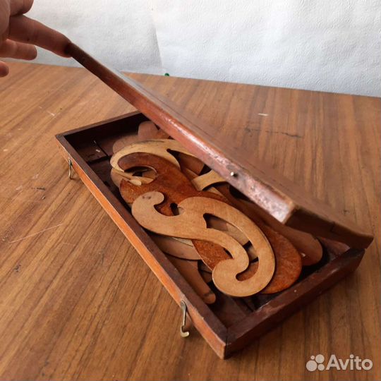 Лекала, набор 12 штук, старинные, деревянные