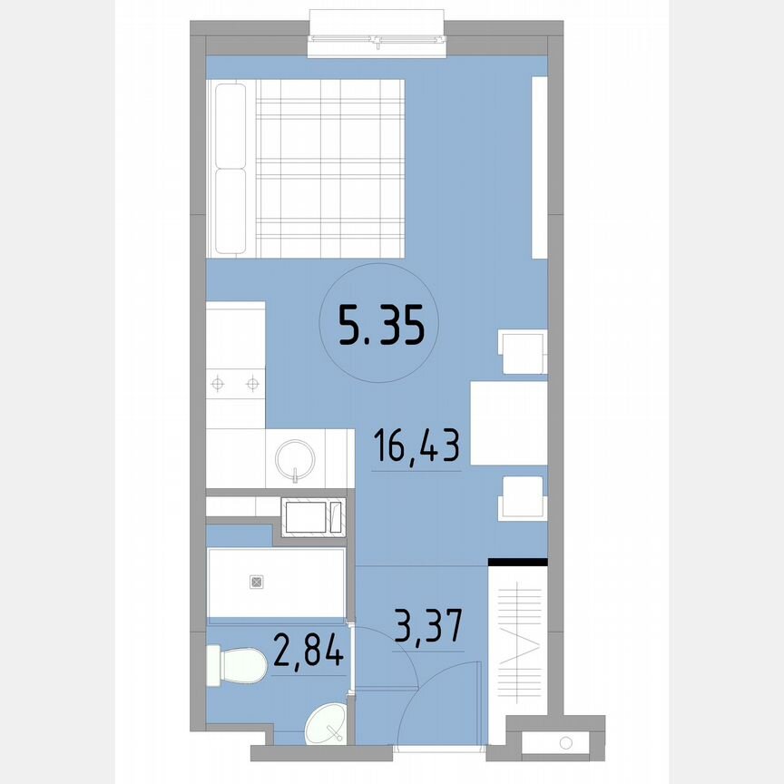1-к. апартаменты, 22,6 м², 5/13 эт.