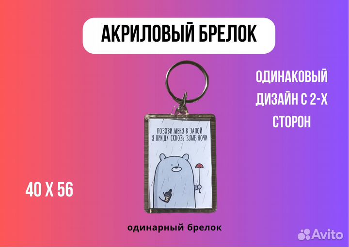 Акриловые брелки/ брелок с фото