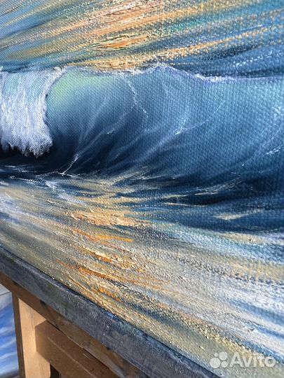 Картина маслом на холсте Морской пейзаж Закат