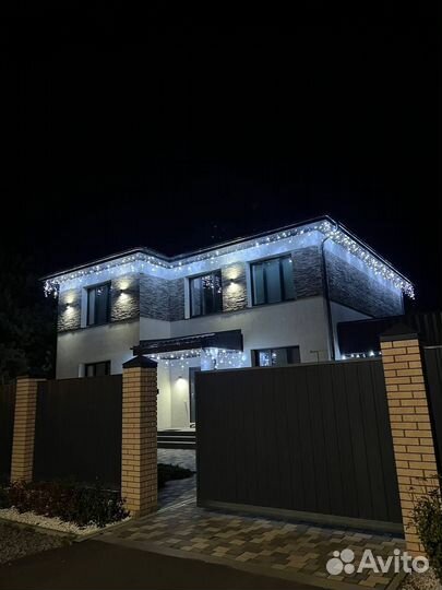 Украшение домов гирляндами, монтаж/демонтаж