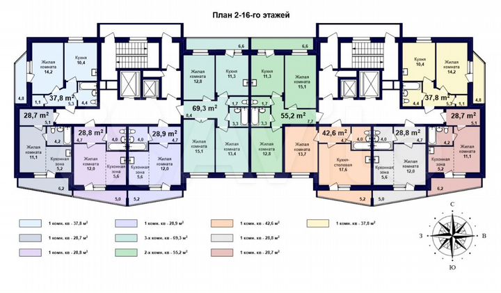 1-к. квартира, 37,8 м², 4/16 эт.