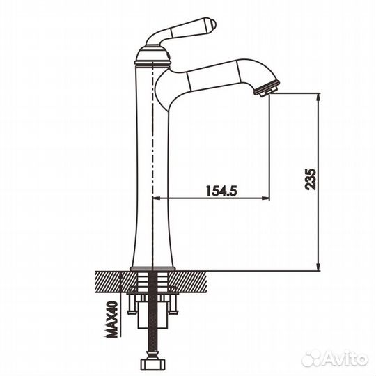 Смеситель для раковины высокий Rose R02E R0211E, золото
