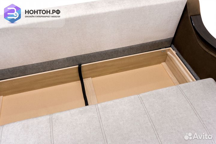 Диван еврокнижка Дублин коричневый / бежевый