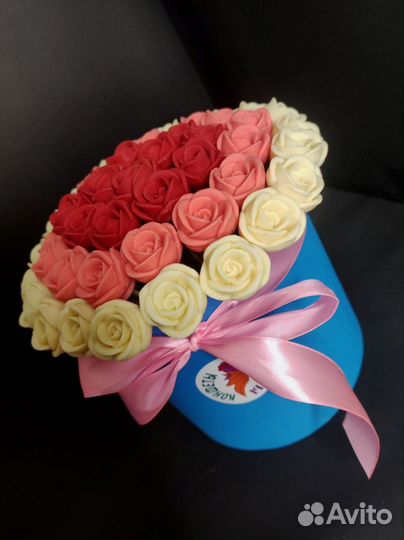 Шоколадные Розы - 51 шт в Шляпной Коробке