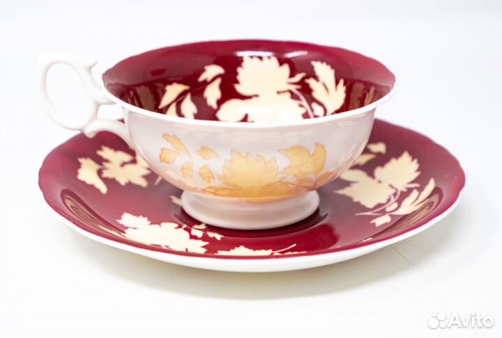 Чайная пара Веджвуд Рубиновый Тонкин, винтаж