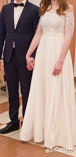 Свадебное платье 44 46 бу