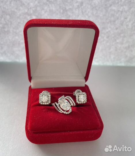 Серьги и кольцо серебро