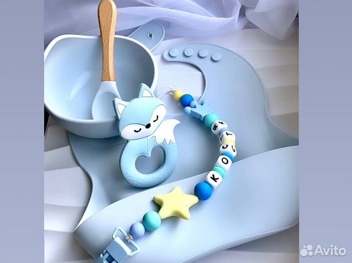 Детская посуда из силикона, именные грызунки