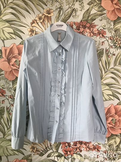 Новая школьная голубая блуза для девочки 152