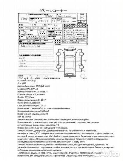 Перевод Японского аукционного листа