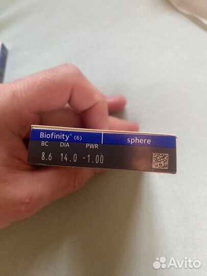 Линзы 6 шт, месячные на -1