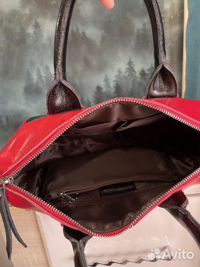 Сумка натуральная кожа красная