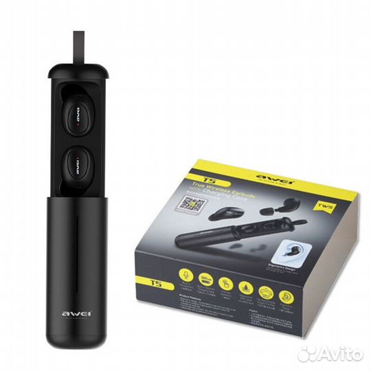 Беспроводные наушники Awei T5 с зарядным боксом