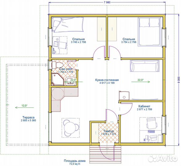 Каркасный дом для постоянного проживания 60 м