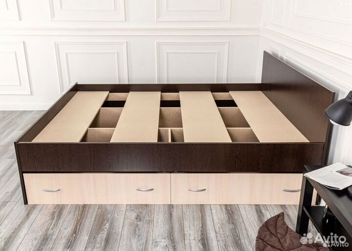 Кровать с матрасом 140х200 Марс с ящиками
