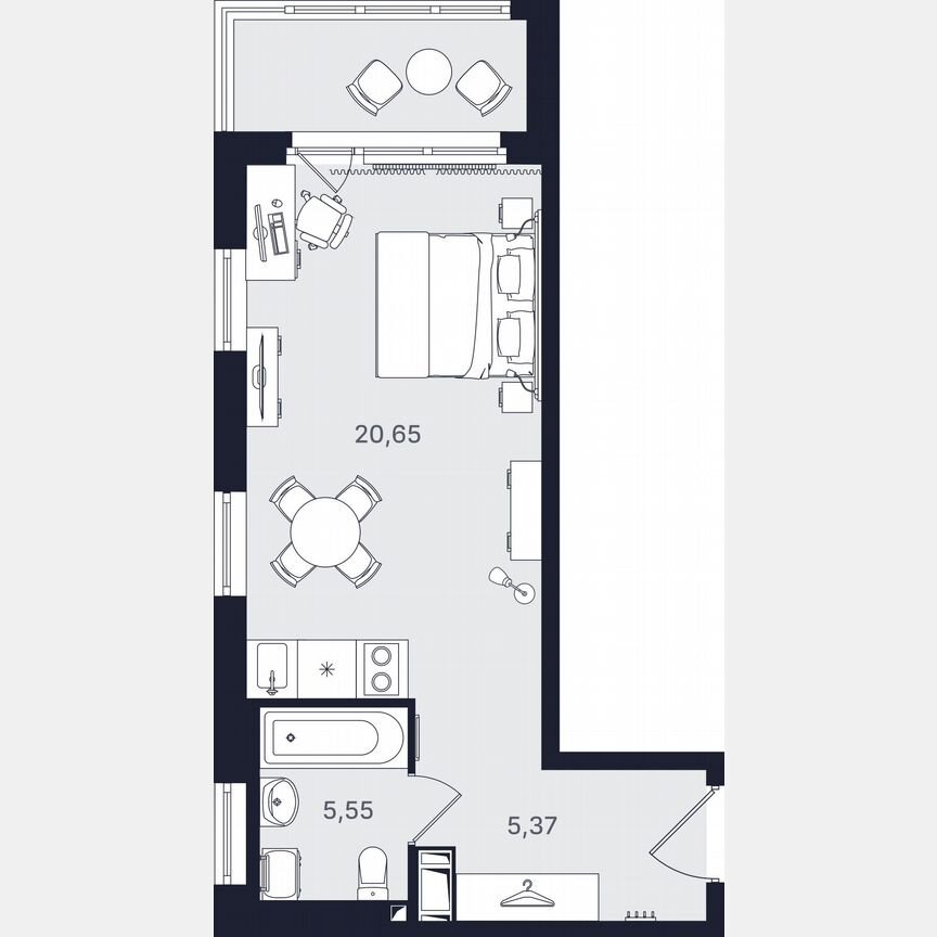 Апартаменты-студия, 31,6 м², 21/24 эт.
