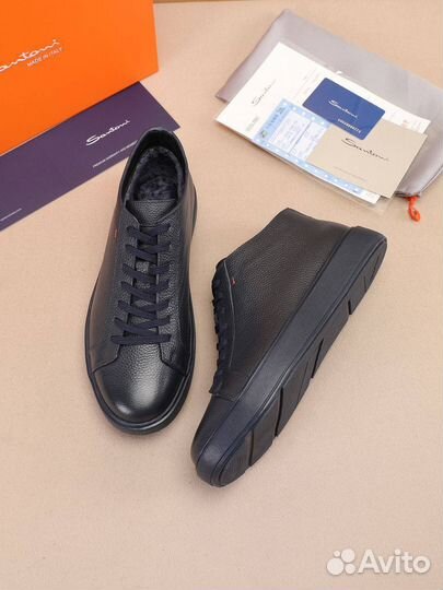 Полуботинки Santoni из натуральной кожи для комфортных дней