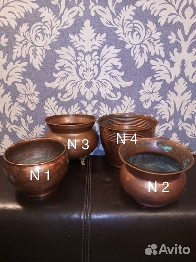 Медные горшки-кашпо