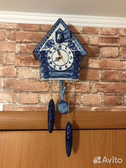 Гжель фарфор часы настенные 