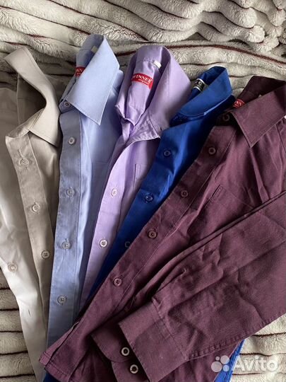 Рубашка серая на мальчика 128