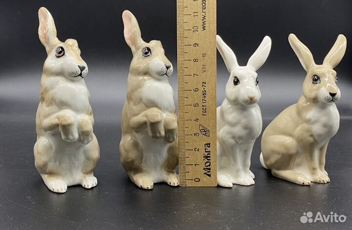 Фарфоровые зайцы (кролики). Коллекция. 10/12 см