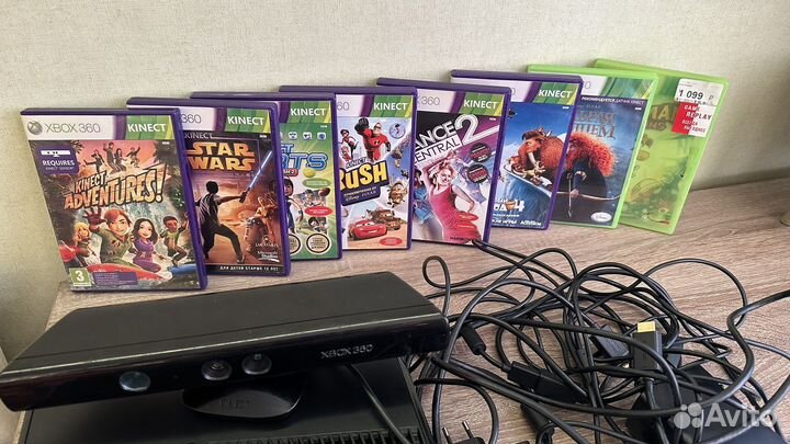 Xbox 360 + kinect и 8 игр