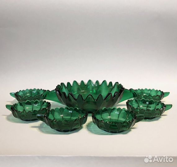 Десертный набор зеленое стекло ар деко Германия