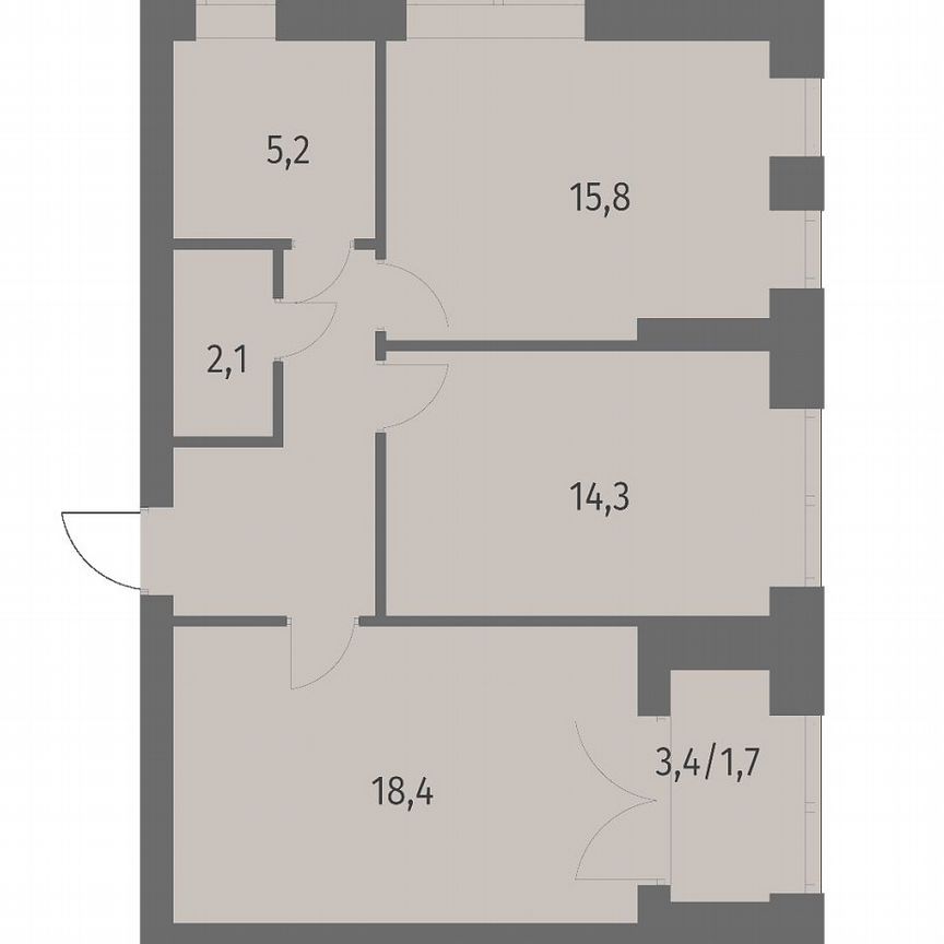 2-к. квартира, 65,7 м², 3/13 эт.