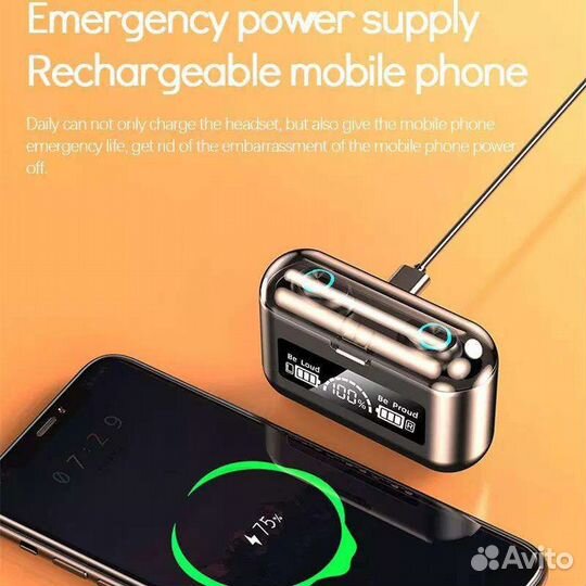 Новые Беспроводные Наушники Power bank 2000 Сенсор