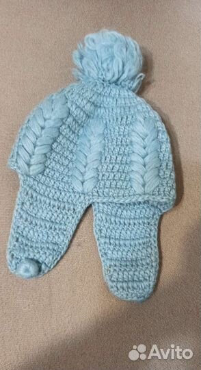 Шапка натур вязаная