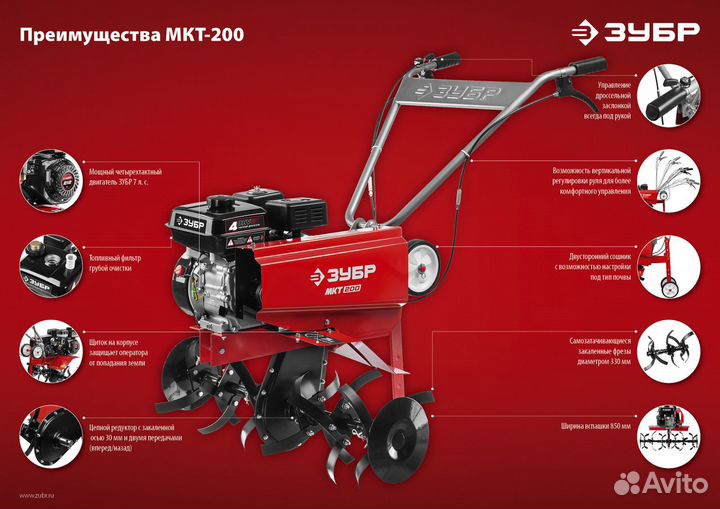 Культиватор бензиновый зубр мкт-200