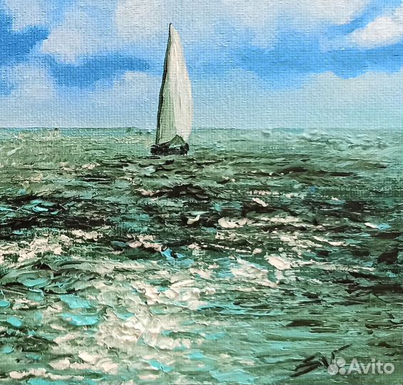 Картина маслом Парусник в море