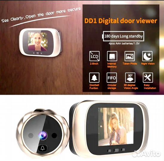 Дверной видео глазок с функцией звонка
