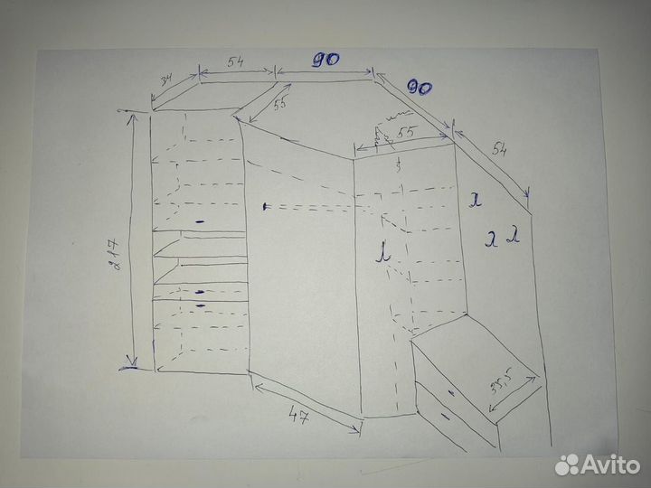 Угловой шкаф с зеркалом бу