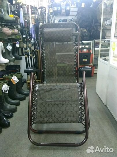 Шезлонг раскладной до 150 кг коричневый