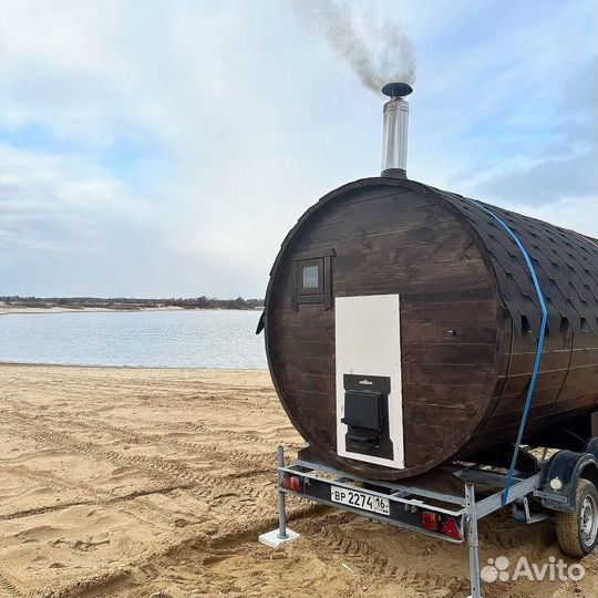 Баня на дровах на прицепе с доставкой