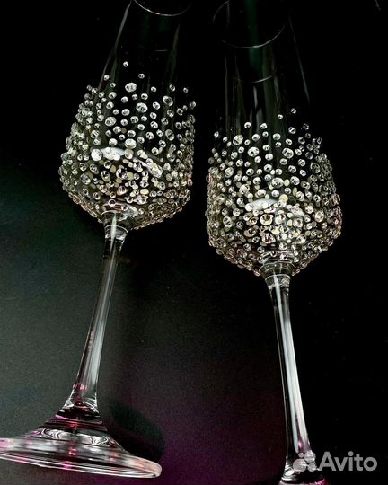 Свадебные бокалы ручной работы