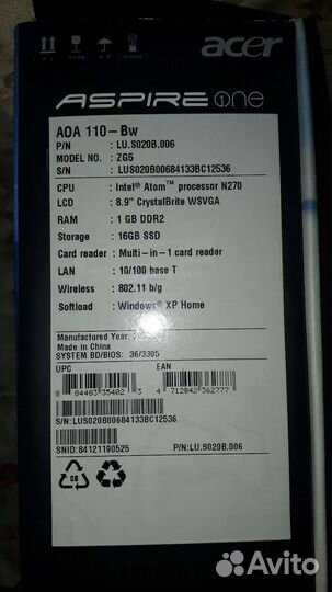 Нетбук Acer aspire one ZG5