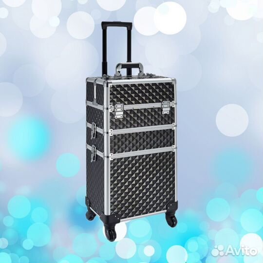 Бьюти кейс на колесах 3-х ярусный