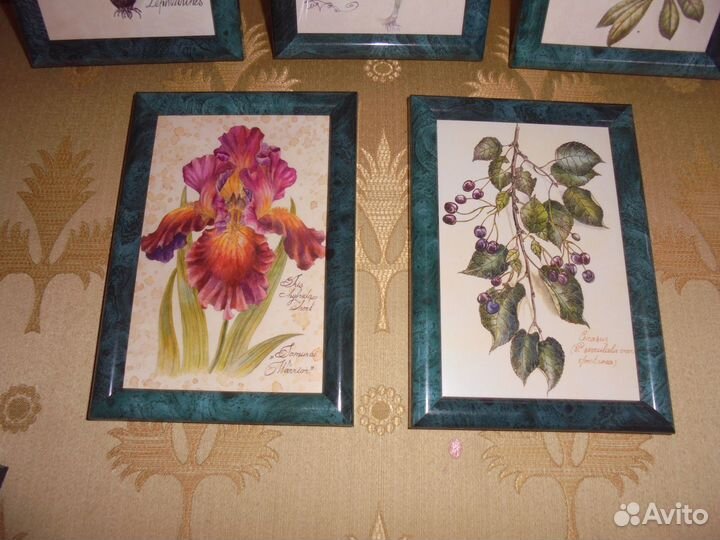 Панно Флора илл Ю.Синицина 12 х 17 см малахит рама