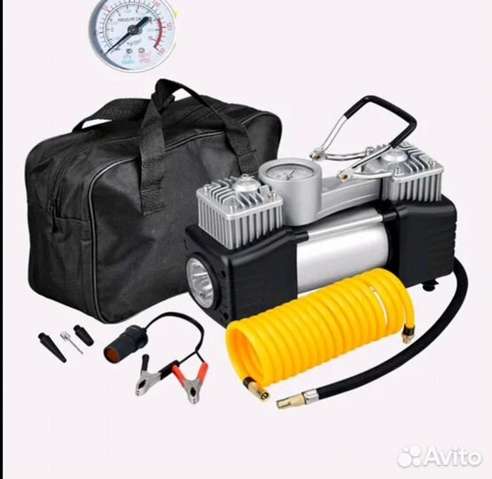 Насос автомобильный 2 поршневой с сумкой